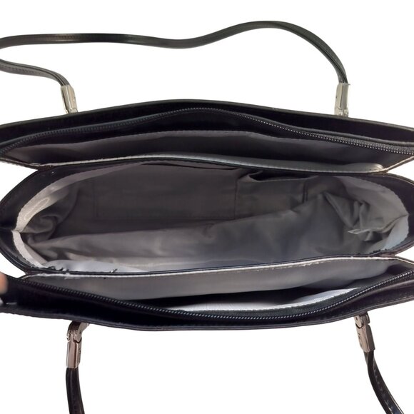 BEIJO HANDBAG Classic London Paris New York Brown Patent Leather Shoulder Bag - Picture 3 of 12